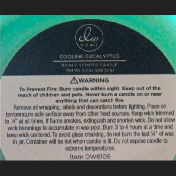 DW HOME COOLING EUCALYPTUS CANDLE RICHLY SCENTED - Picture 3 of 3